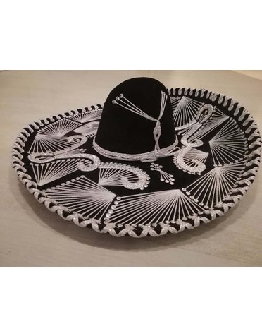 sombrero luxe zwart met wit