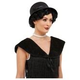 Kit instantané des années 1920 : chapeau noir et fausse fourrure noire