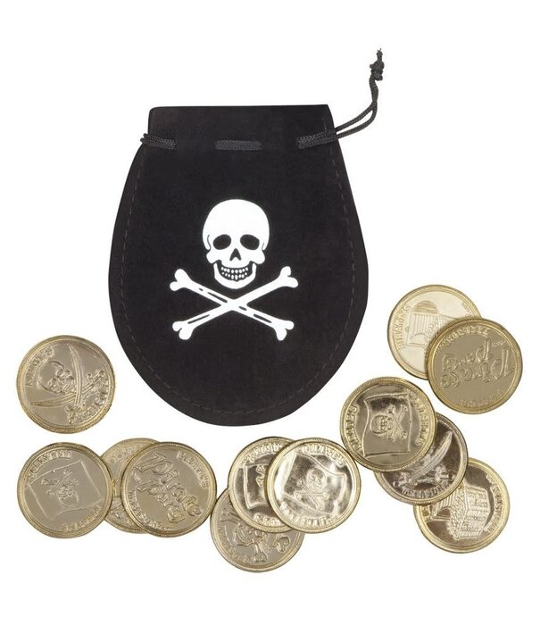 Pirate bag set with 12 gold coins