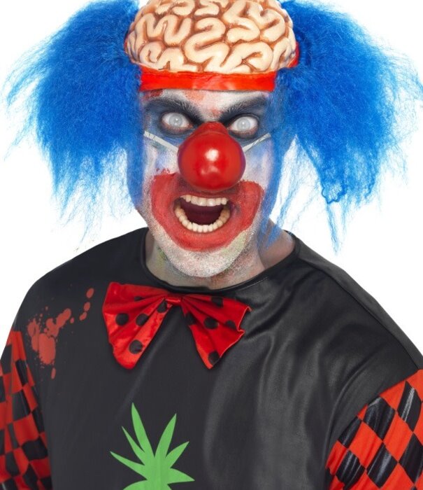gescalpeerde clownpruik met neus