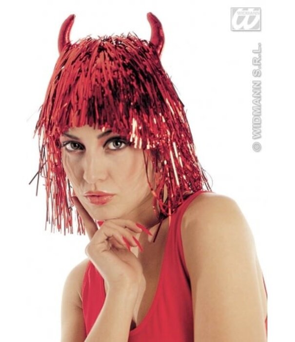 TINSEL DEVIL WIGS red