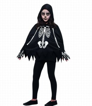 Skeleton poncho with gloves one size