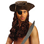 piraat hoed lederlook + pruik