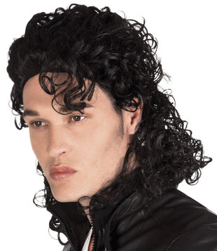 Wig long black with curls