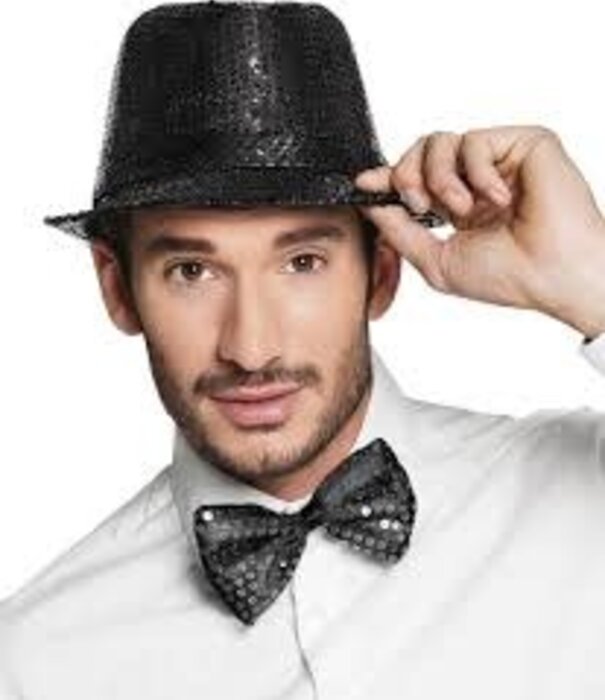 Black bow tie with sequins