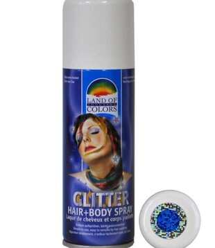 blauwe glitterspray