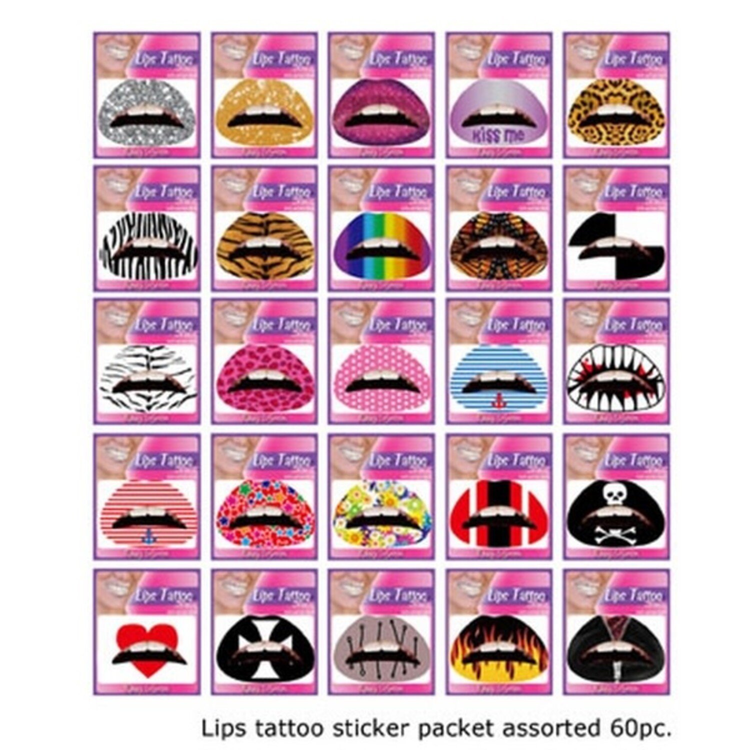 Essen Lip Tattoo Pattern Decorative Long-lasting Instant Art Lip Sticker  for Women - Walmart.ca