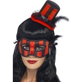 Ensemble burlesque : masque pour les yeux avec mini-chapeau sur bandeau rouge