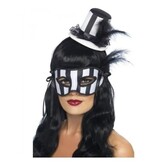 Burlesque set oogmasker met mini hoedje op diadeem