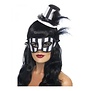 Burlesque set oogmasker met mini hoedje op diadeem