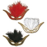 Feather mask oogmasker zwaluw met pluimen rood