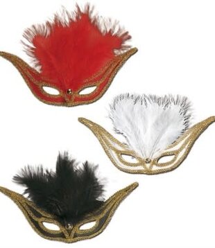 Feather mask oogmasker zwaluw met pluimen rood