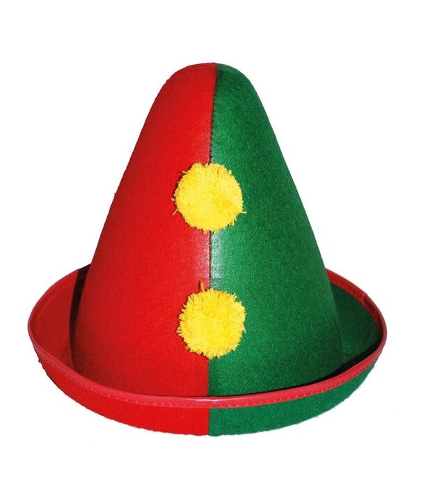 chapeau clown rouge vert