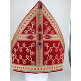 Saint Luxury Miter embroidered with red stones Red Velvet Sinterklaas