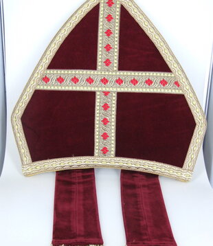Saint Mitre velours bordeaux Saint Nicolas