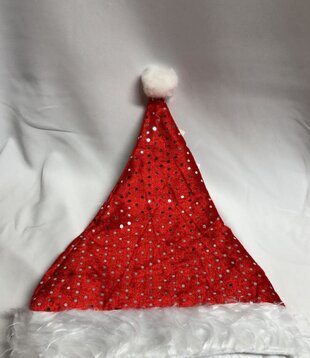 Kerstmuts glitter rood