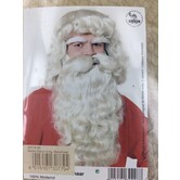 Ensemble barbe et perruque en cheveux naturels Père Noël 3 pièces, comprenant une barbe et une moustache séparées.
