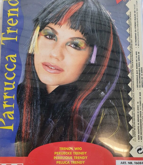 Trendy wig with colored braids