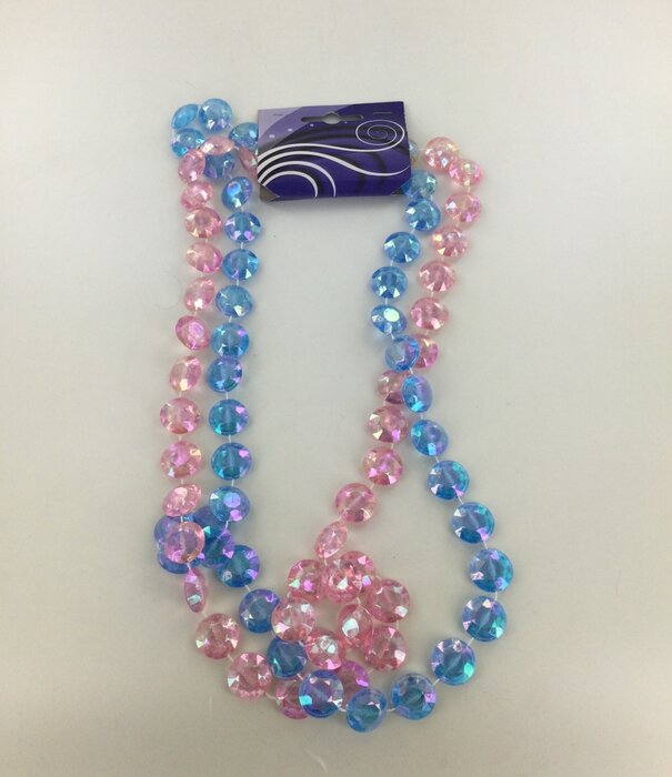 collier de perles bleues/roses