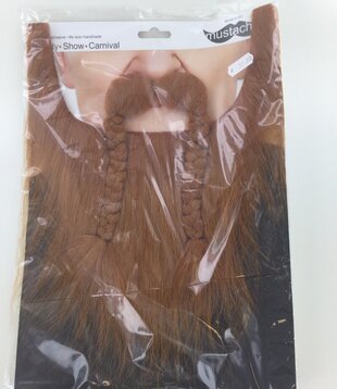beard with braided moustache, reddish, hand-knotted