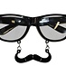 bril met snor zwart of wit