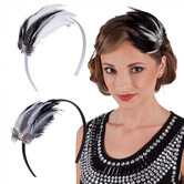 diadeem fancy met pluimen wit of zwart