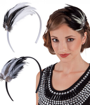 diadeem fancy met pluimen wit