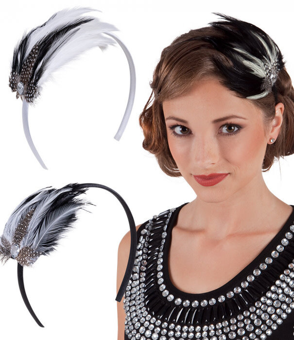 diadeem fancy met pluimen wit of zwart