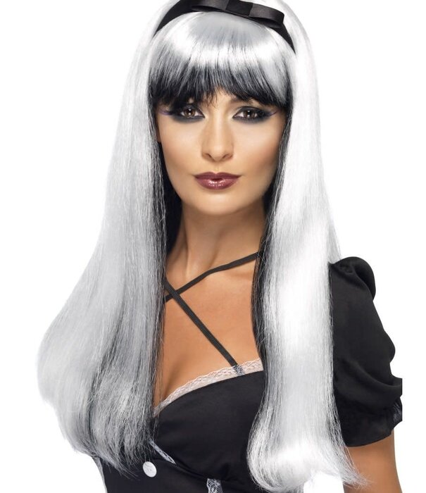 wig witch white black with bow