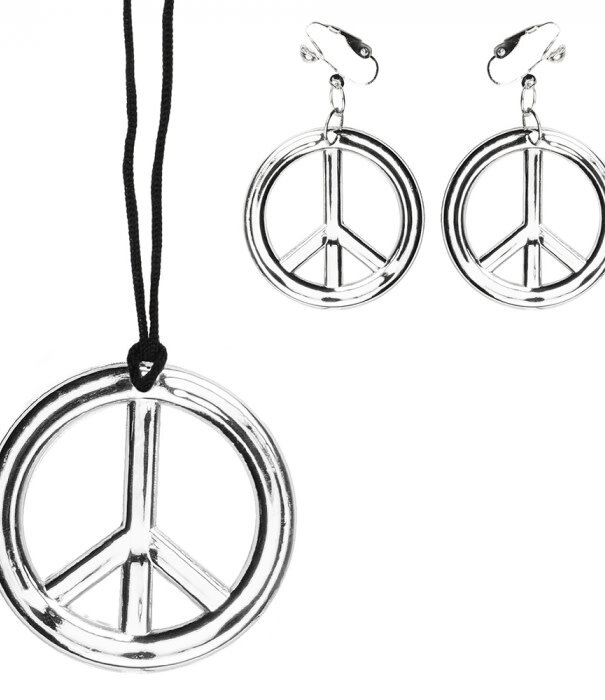 set peace ketting + oorbellen