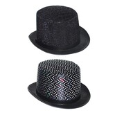 hoge hoed zwart glitter 2ass