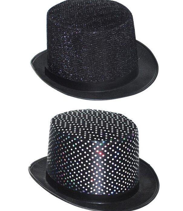 chapeau haut de forme noir avec paillettes