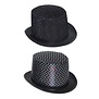 hoge hoed zwart glitter 2ass