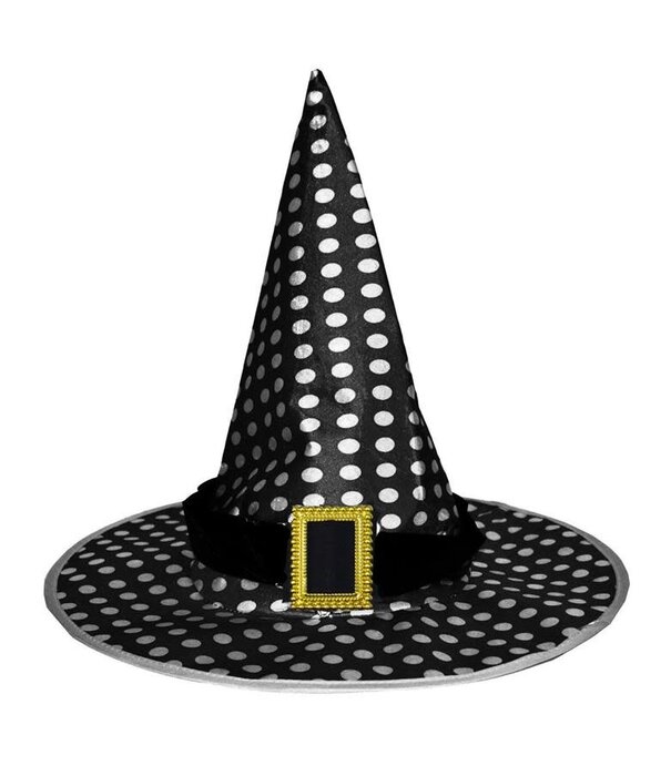 witch hat black with white dots