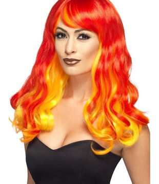 ombre wig rood / geel