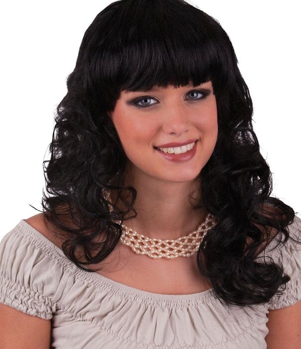 black curly wig with froufrou