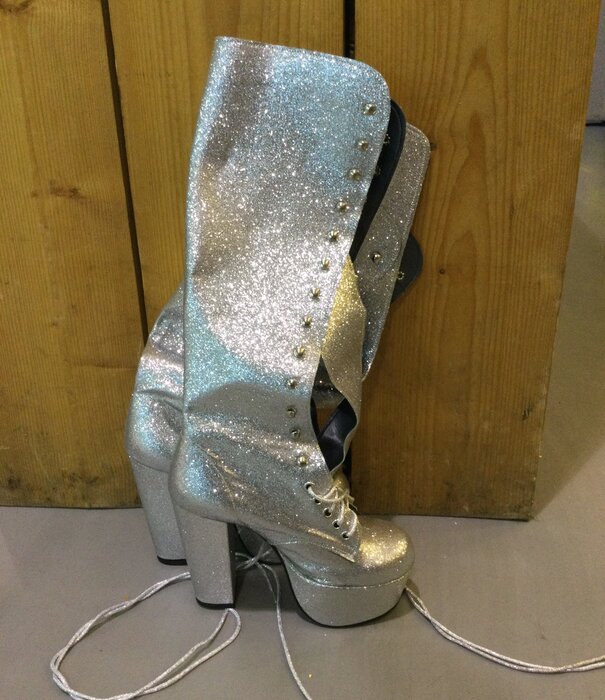 Bottes hautes à paillettes argentées 35/36