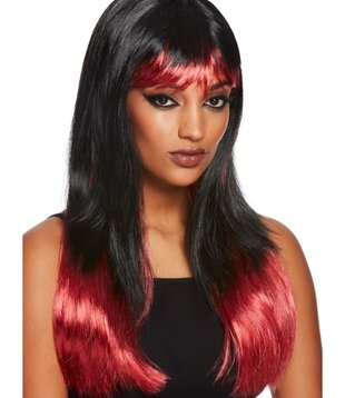 perruque cheveux longs noir rose