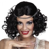 1920s black wig + beaded headband