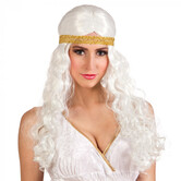 perruque de déesse avec bandeau blanc