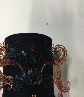 Venetiaans masker contessa zwart/brons