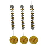 3 pendentifs spirale anniversaire doré