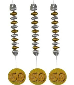 3 golden anniversary spiral pendants