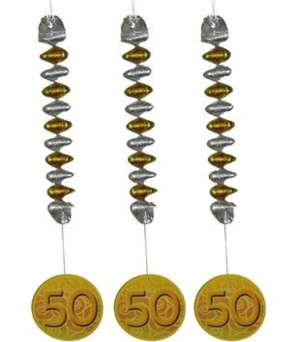 3 golden anniversary spiral pendants