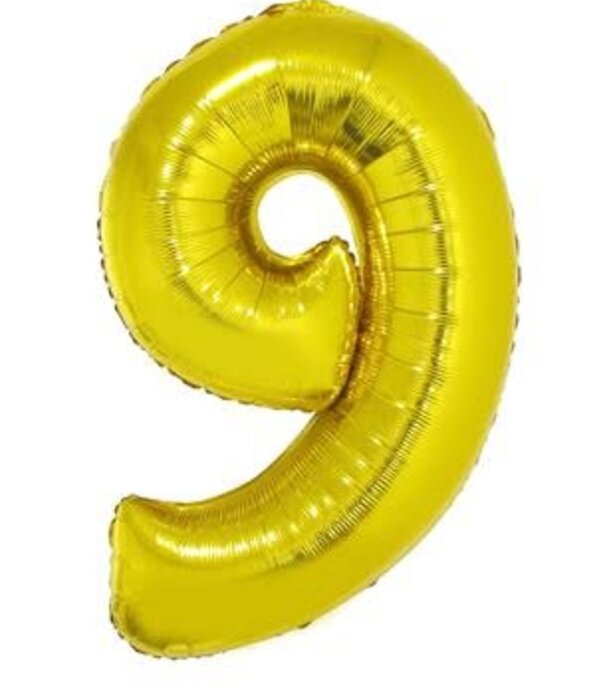 Ballon en aluminium 40" chiffre 9 doré
