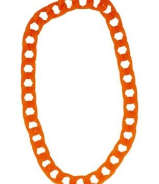 Necklace with large links Fluorescent orange