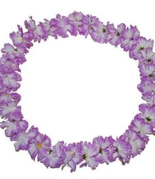 Couronne de fleurs hawaïenne violette et blanche