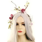 Deluxe winter-theme headband white branches flowers