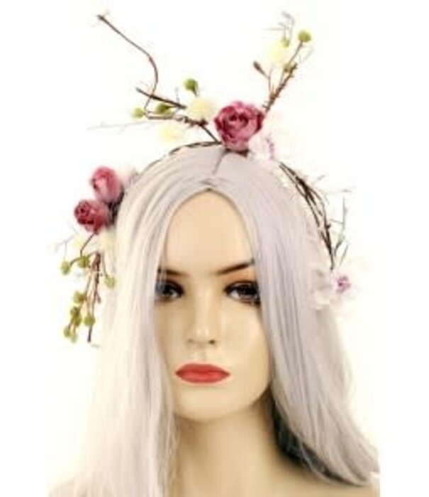 Diadeem deluxe winter-thema wit takken bloemen