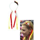 Diadeem  met bloemen rood/wit/geel Festival topper